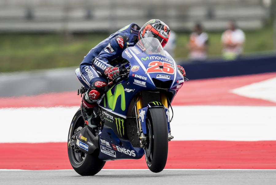 El español Maverick Viñales (Yamaha YZR M 1) confirmó tras la primera jornada de entrenamientos del Gran Premio de Austria de MotoGP que vuelve a tener "las mejores sensaciones con la Yamaha" y que puede "apretar al ciento por ciento". 