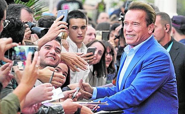 Arnold Schwarzenegger, ayer en el Festival de Cine de San Sebastián. 