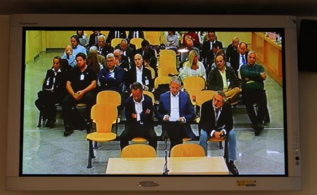 Vista de un monitor de la sala de prensa de la Audiencia Nacional.