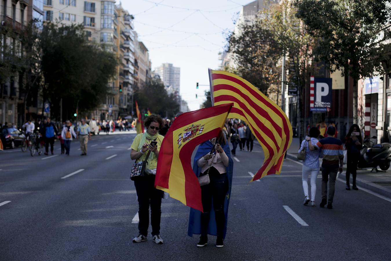 La marcha convocada por Societat Civil Catalana bajo el lema 'Tots som Catalunya. Per la convivència, seny!