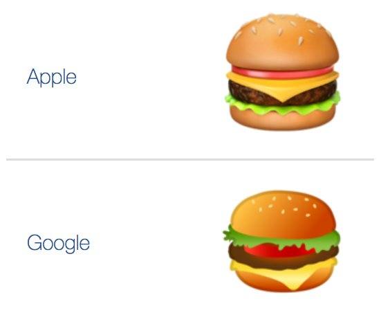 Google y Apple inician una guerra por el emoji de la hamburguesa