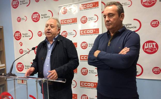 Los secretarios generales de UGT y CC OO, en la Región.