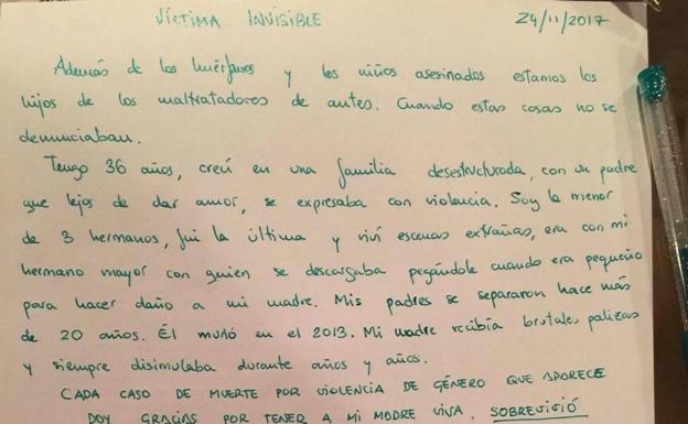 La carta de una víctima invisible tras la publicación de un reportaje en este diario.