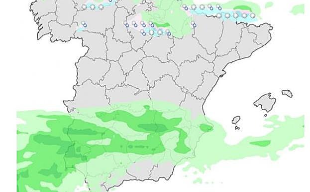 Mapa de las precipitaciones que se esperan para el miércoles en la Región