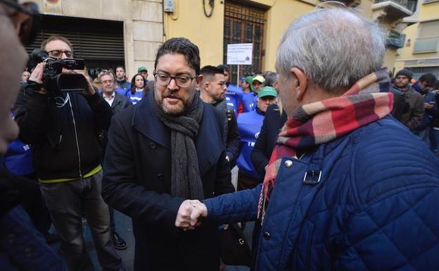 Miguel Sánchez durante la manifestación del Círculo del Agua.