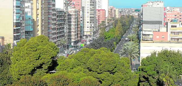 Panorámica de la Alameda de San Antón, desde la Plaza de España.