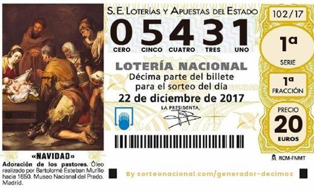 El número 05431 es el segundo quinto de la Lotería de Navidad 2017