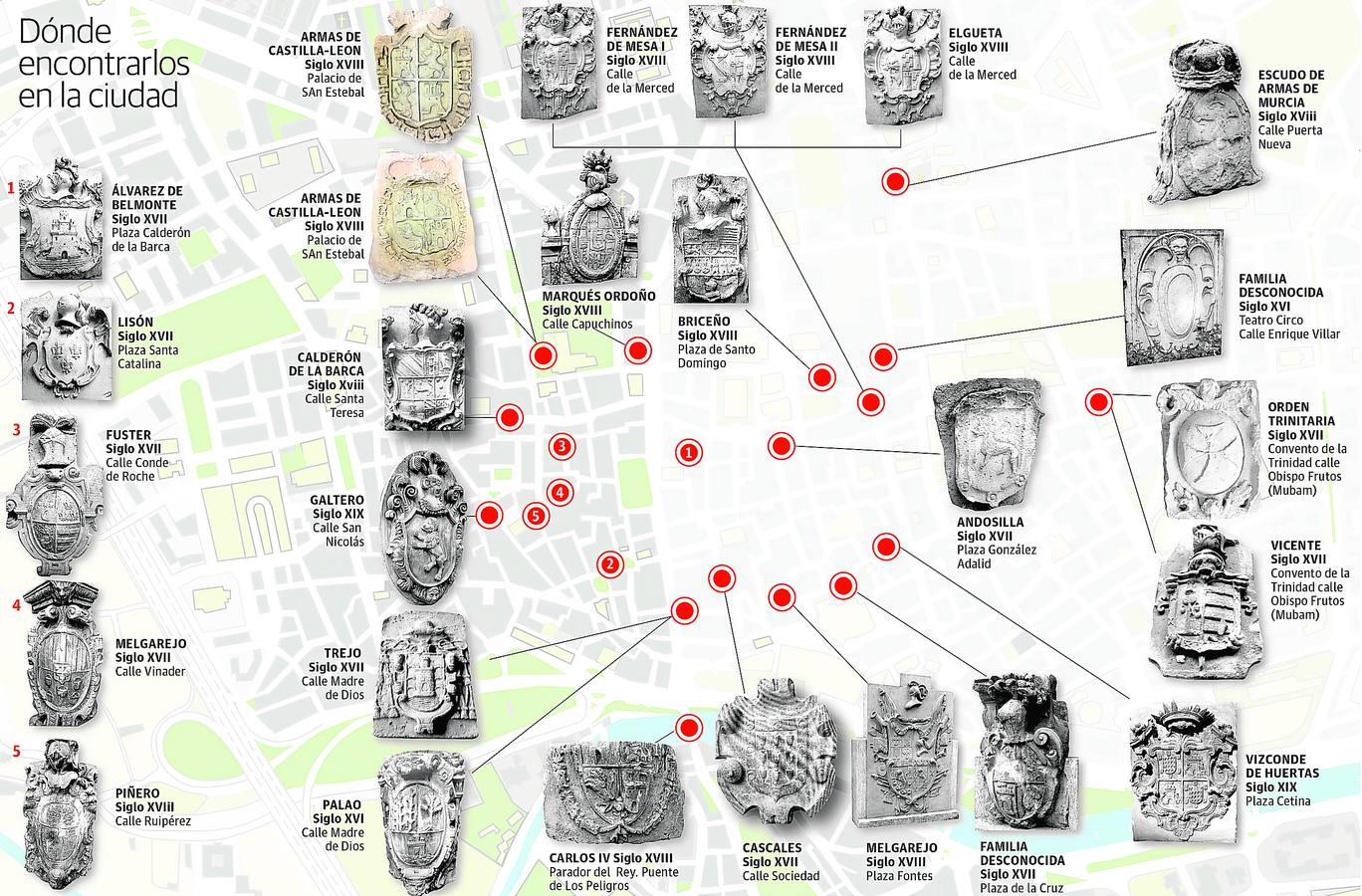 Dónde encontrar los escudos heráldicos de Murcia