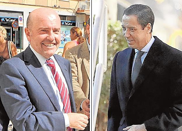 José Antonio Alonso, en Cartagena (izda.) y Eduardo Zaplana, acudiendo a declarar a un juzgado.