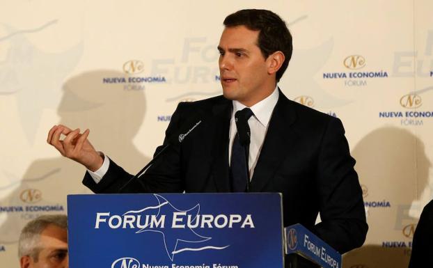 Albert Rivera, en un desayuno informativo en Madrid. 