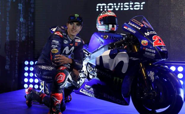 Maverick Viñales, durante la presentación del equipo. 