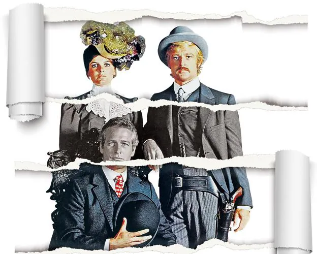 Dos hombres y un destino. Los tres protagonistas del filme de George Roy Hill (1969), un trío en el más estricto sentido del término.
