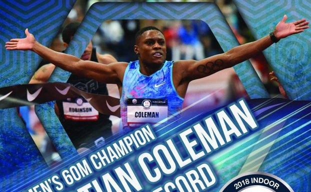 Christian Coleman ha batido el récord del mundo de los 60 metros lisos. 