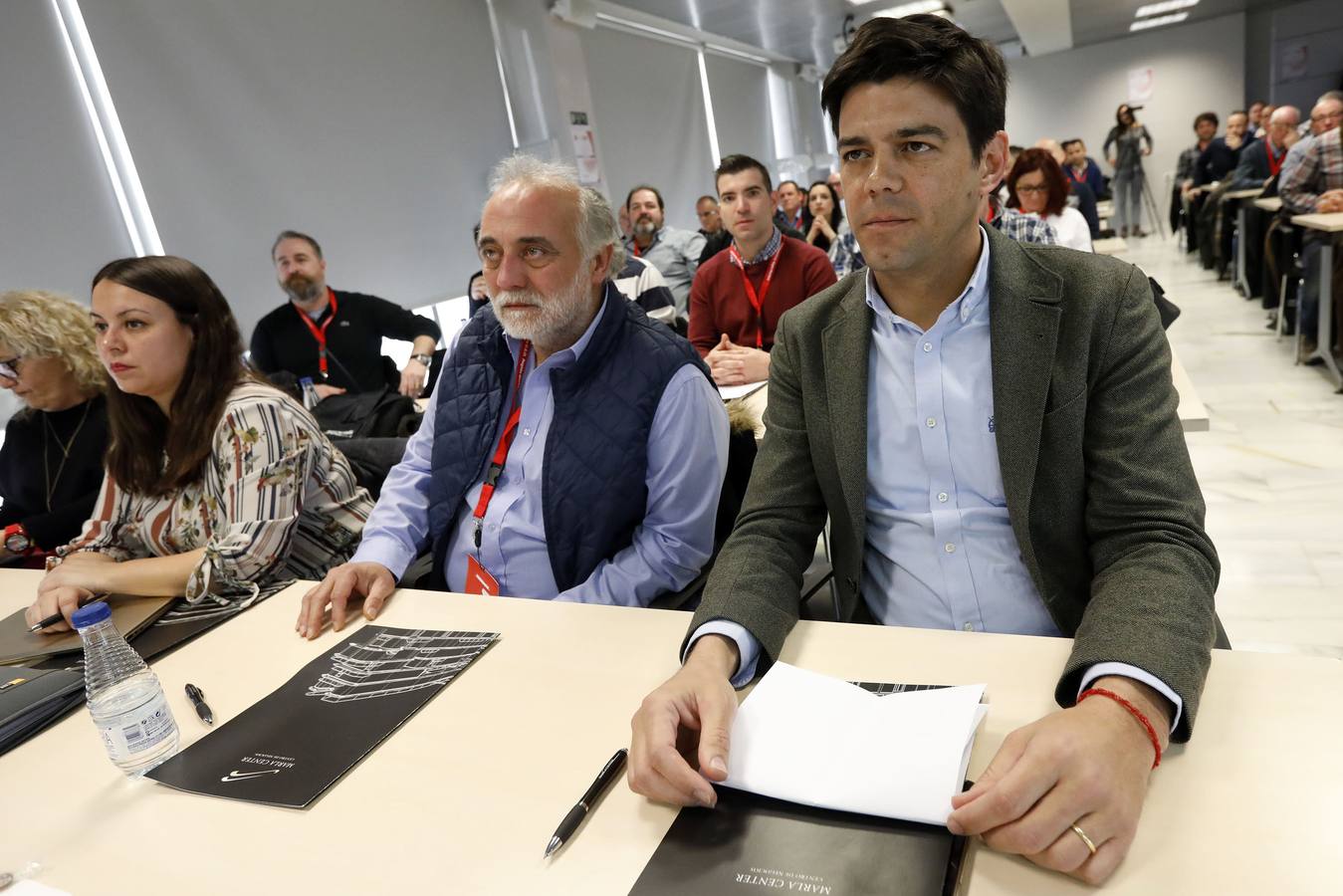 Joaquín Pérez y José Sáez en el congreso de la Unión Sindical Obrera, este sábado.
