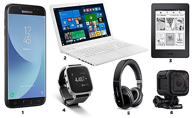 1. Mejor edición digital 1º y 2º de ESO: Samsung Galaxy J7. 2. Mejor edición digital 3º y 4º de ESO, Bachillerato y FP: Portátil Asus F541SA-XO501T.3. Mejor noticia: eBook Kindle Paperwhite. 4. Profesor más valioso: smartwatch Cellular Line Easysmart HR y spa. 5. Premio especial centro comercial Thader a la mejor entrevista: auriculares Energy Headphones BT5. 6. Premio especial El Corte Inglés al mejor vídeo: cámara deportiva GoPro Hero Session. 