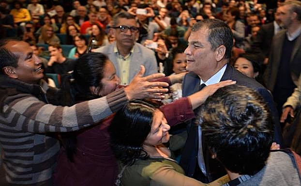El expresidente de Ecuador, Rafael Correa, en el Campus de la Merced.