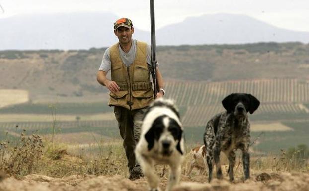 Un cazador y su perro, en la apertura de la veda. 