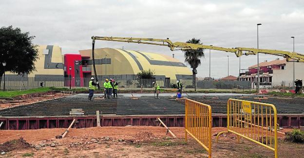 Imagen de archivo de las obras de un tanque de tormentas en el parque José Luis de los Ríos, en San Pedro del Pinatar.