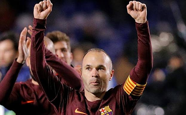 Andrés Iniesta, celebrando el título de la Copa del Rey