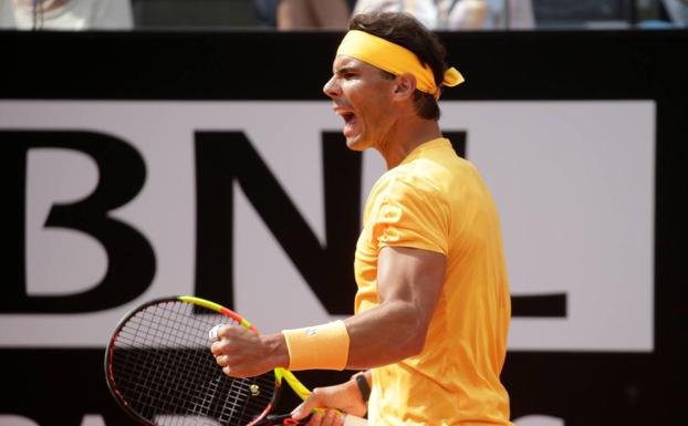 Nadal celebra un punto. 