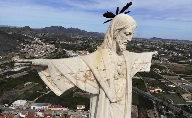 Vista aérea del Cristo de Monteagudo. 