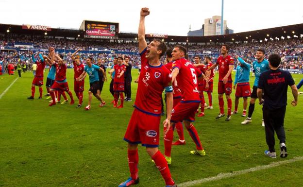 El Numancia celebra su pase a la final del playoff.