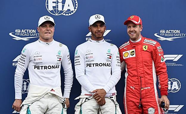Hamilton, Bottas y Vettel en la pole