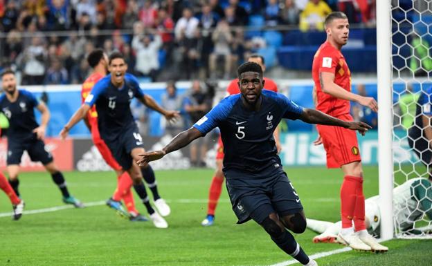 Umtiti celebra el gol ante Bélgica. 