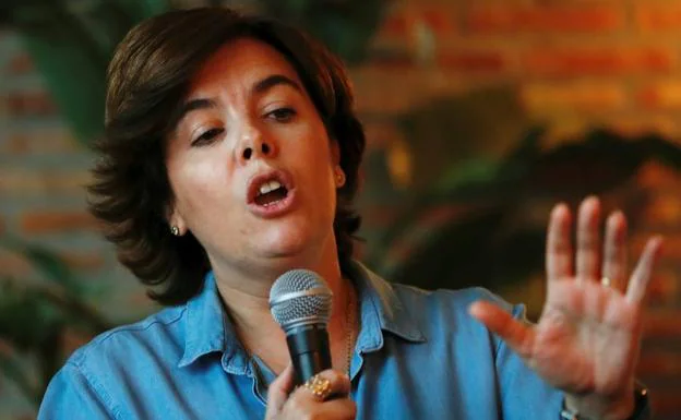 La candidata a la Presidencia del PP Soraya Sáenz de Santamaría, durante un acto público. 