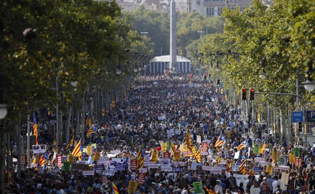 Manifestación contra el terrorismo, tras los atentados yihadistas en Las Ramblas de Barcelona y Cambrils.