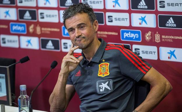 Luis Enrique, en rueda de prensa. 