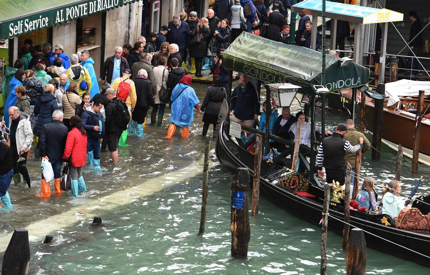 Los turistas se llevarán una anécdota y los residentes unos días de pesadilla. El agua inunda las calles de Venecia tras el paso de un fuerte temporal con intensas lluvias que han provocado el cierre de escuelas, varias carreteras y algunas conexiones ferroviarias.