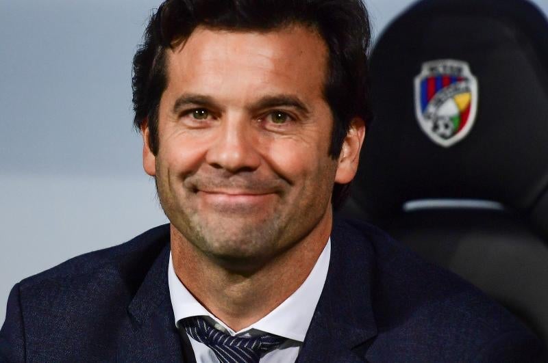 Solari, antes del inicio del partido.