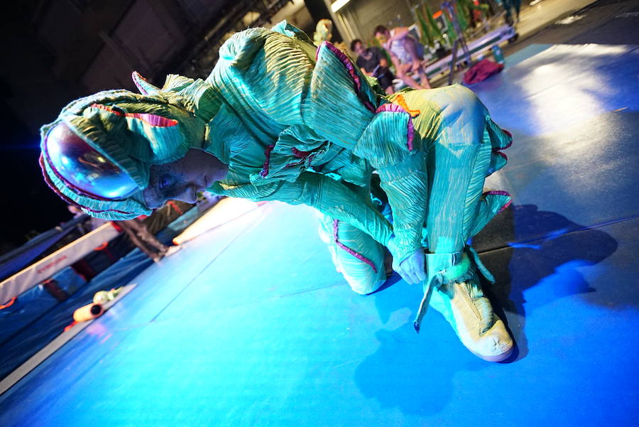 'La Verdad' acompaña a los artistas de la mítica compañía canadiense en una jornada de duro entrenamiento 'Ovo', la nueva apuesta del Circo del Sol, recalará en Murcia del 16 al 20 de enero