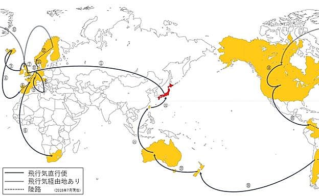 Itinerario previsto para los seis meses de viaje. 