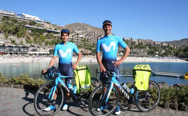 Mikel Landa y Daniel Bennati, en Gran Canaria. 