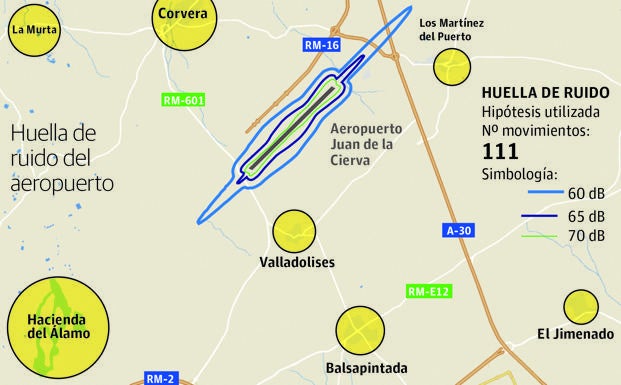 Gráfico. Huella de ruido del aeródromo. 