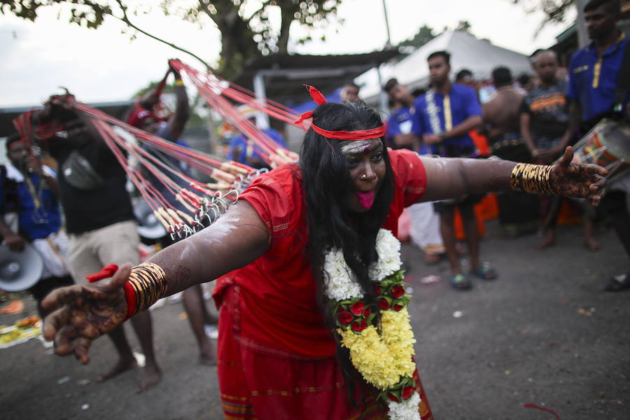 Los devotos del dios hindú Murugan celebran el Taipusam. Es un festival importante de la comunidad Tamil. Los devotos llevan kavadi, o cargas físicas, y participan en una larga procesión, a menudo comenzando antes del amanecer, para honrar al dios hindú Murugan y pedir favores o perdón.