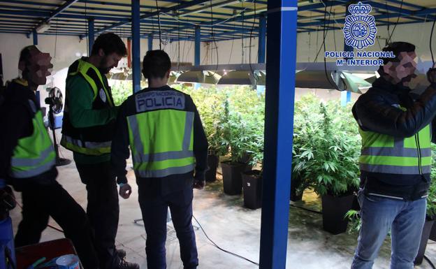 Policías durante el registro.