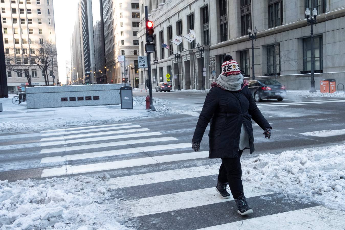 Una ola de frío polar cruza Chicago, Illinois (EE. UU.). Las temperaturas en el área de Chicago podrían bajar a menos 31 grados centígrados.