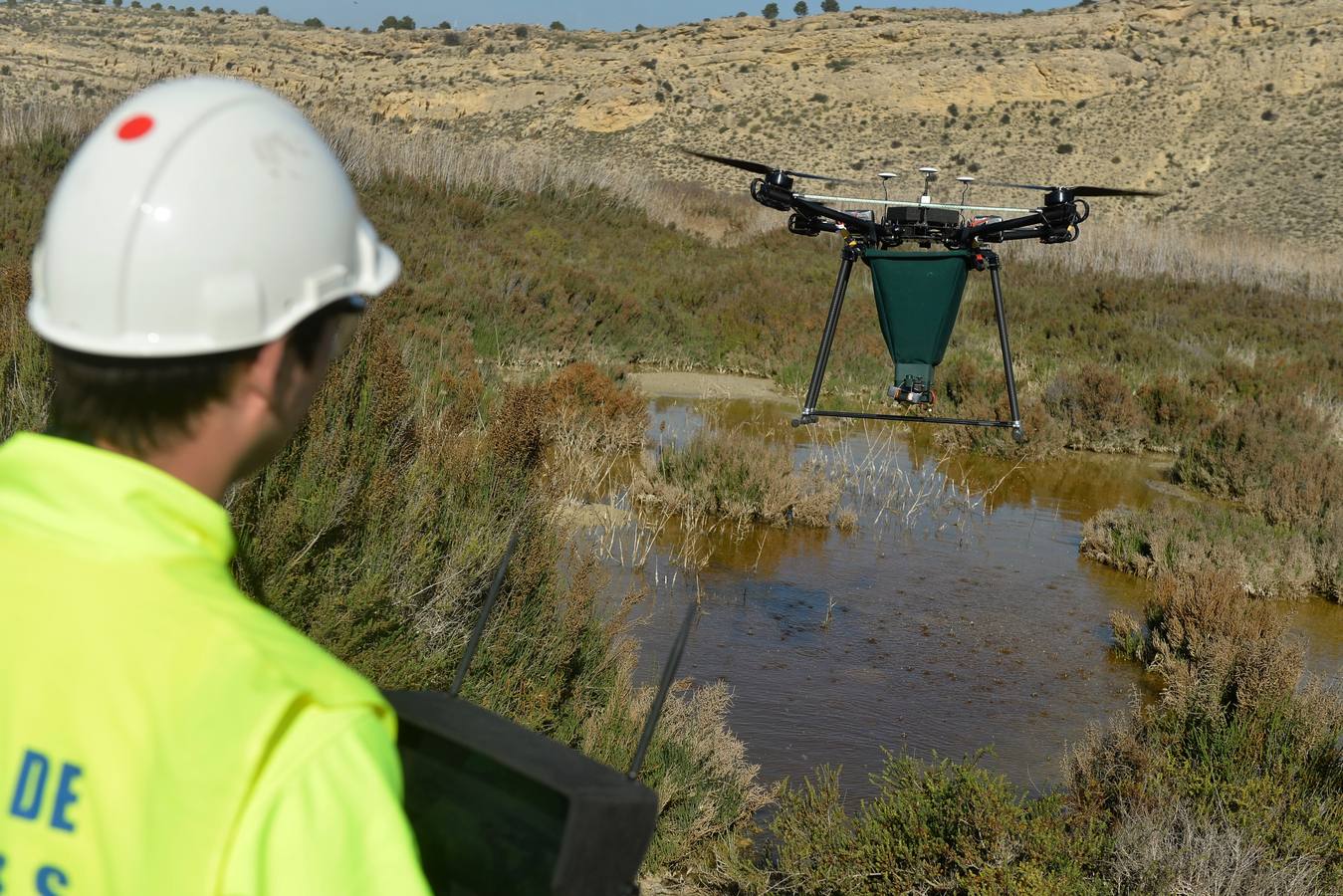 Los aparatos voladores esparcen por el agua una bacteria que impide el desarrollo biológico del 'Aedes albopictus'.