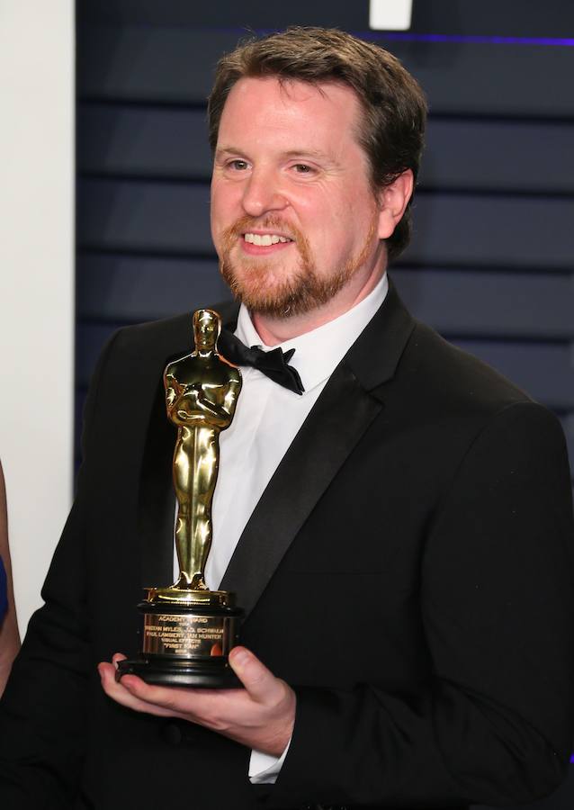 Tristan Myler, ganador del Oscar a los Mejores Efectos Especiales por 'First Man', durante la ceremonía de los Premios Oscar, celebrada este domingo 24 de febrero de 2019en Hollywood, California (Estados Unidos).