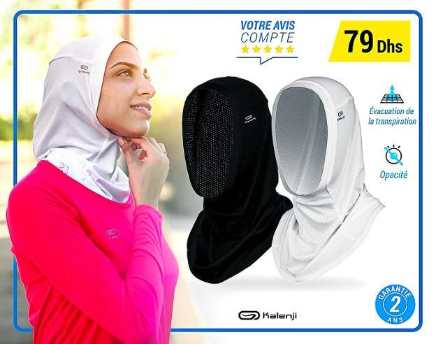  El velo. Un anuncio de la filial marroquí de Decathlon publicita el hiyab para corredoras. 