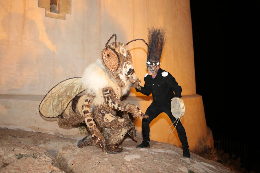 Cristina Moreno encarnó a la bestia de las fiestas del Carnaval con un traje que simulaba una abeja y acompañada por un séquito de setenta apicultores