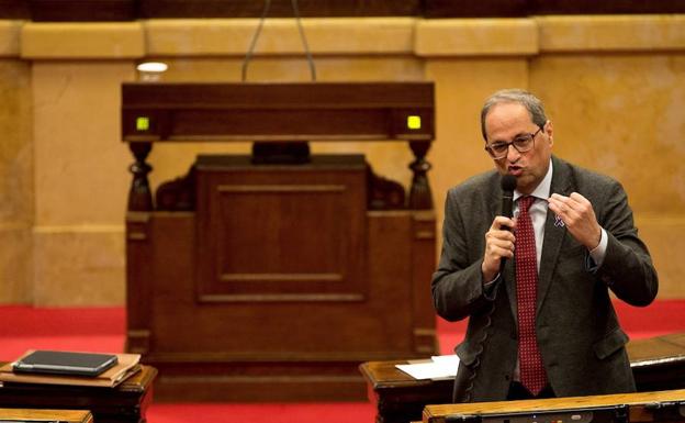 Quim Torra, este miércoles durante el pleno del control al Gobierno catalan en el Parlament.