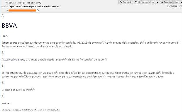 Captura de pantalla del correo electrónico 