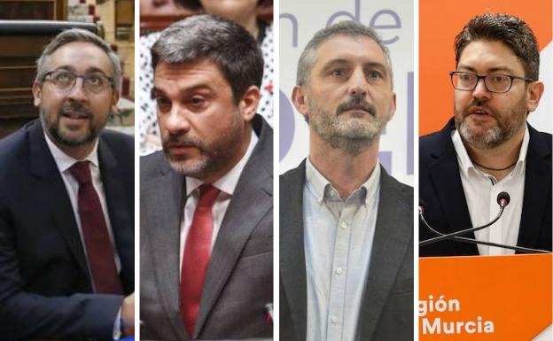 Víctor Manuel Martínez (PP), Joaquín López (PSOE), Óscar Urralburu (Podemos) y Miguel Sánchez (Ciudadanos)