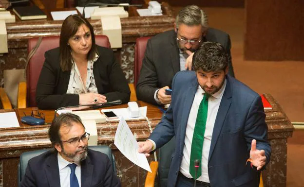 Fernando López Miras, este jueves, en la Asamblea Regional.