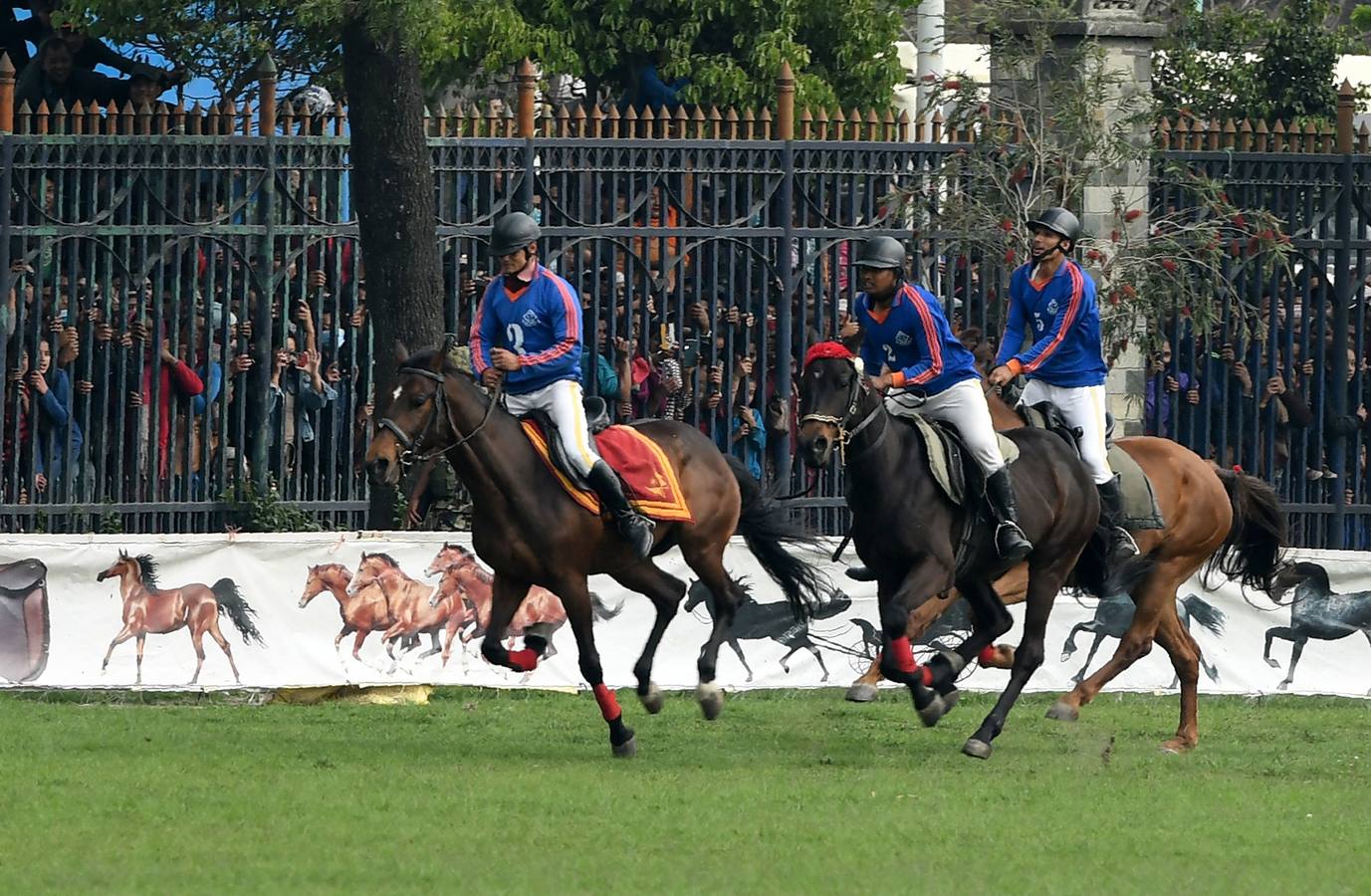 Celebración del tradicional festival hípico Ghode Jatra en Katmandú (Nepal). Este evento lo organiza el Ejército nepalés para alejar a los demonios. Miles de ciudadanos de todo el país asisten al festival.