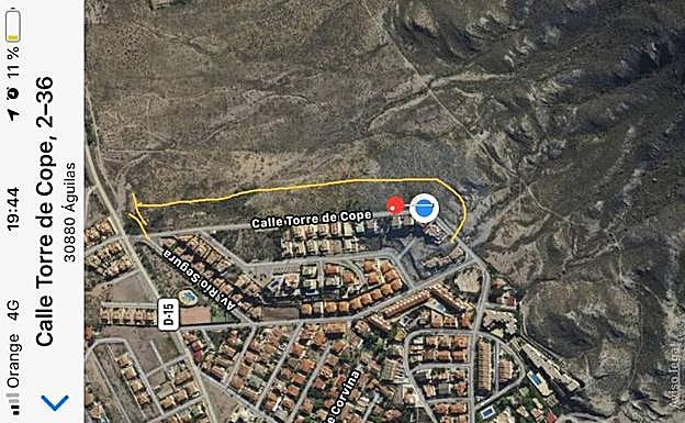 Mapa de la zona arrasada por la máquina excavadora.